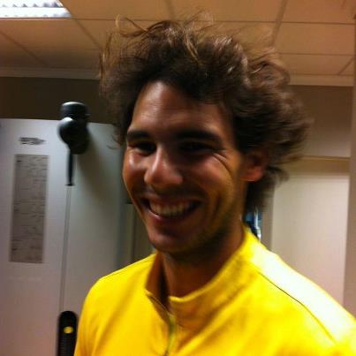 Rafael Nadal Rafa tweets picture of post gym hair after workout crazy hairdo