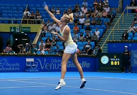 Gillette Brazil tour Maria Sharapova smash flying airborne pics photos images
