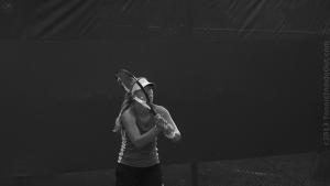 Black and white photos Angelique Kerber cool forehand shot
