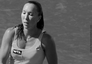 Sweaty Jelena Jankovic Cincinnati match against Sloane Stephens cleavage boobs breasts biceps tight ponytail black and white photos pictures images screencaps