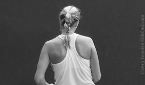 Petra Kvitova shoulders racer back top blonde ginger braid black white photos Cincy premier tennis