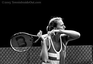Western and Southern Open 2015 Petra Kvitova practice forehand follow through black and white photos pics