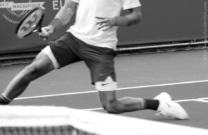sliding volley up at net tennis players hot guys black and white photography